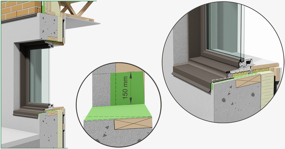 Fenêtres installées dans un mur de béton après la coulée GCR — free download